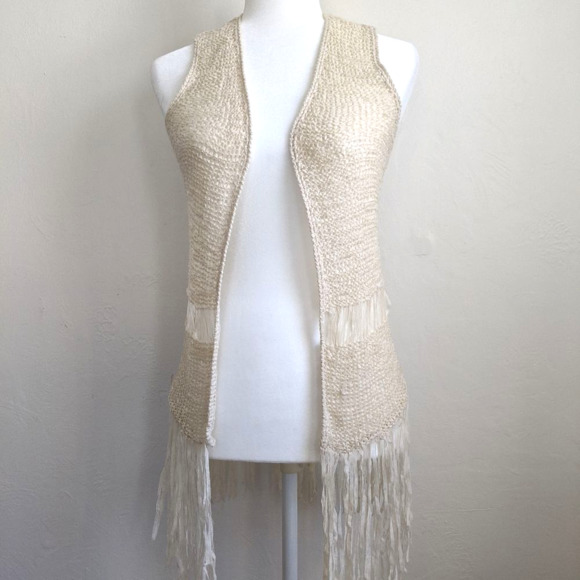 Absolutely Boho Fringe Cream Tunic Vest - Picture 1 of 8